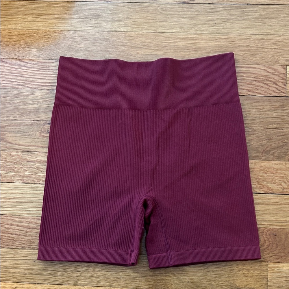 Women's Burgundy High-Waisted biker shorts